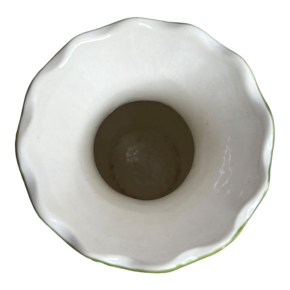 Vintage Weiss‎ Hand Painted Floral Made In Brazil Green Trim 7" Vase FLAWS - Picture 5 of 10